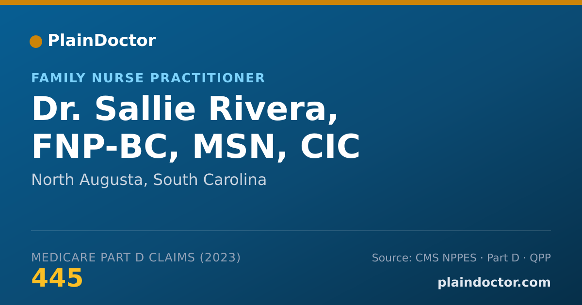 Shareable card for Sallie Rivera, FNP-BC, MSN, CIC - Family Nurse Practitioner, North Augusta, SC