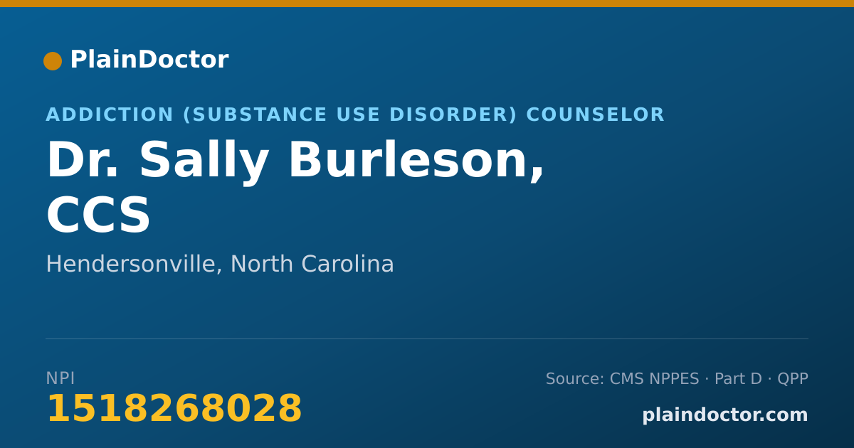 Shareable card for Sally Burleson, CCS - Addiction (Substance Use Disorder) Counselor, Hendersonville, NC