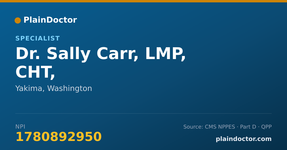 Shareable card for Sally Carr, LMP, CHT, - Specialist, Yakima, WA