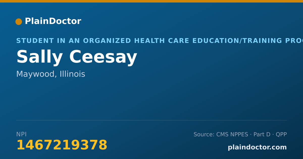 Shareable card for Sally Ceesay - Student in an Organized Health Care Education/Training Program, Maywood, IL
