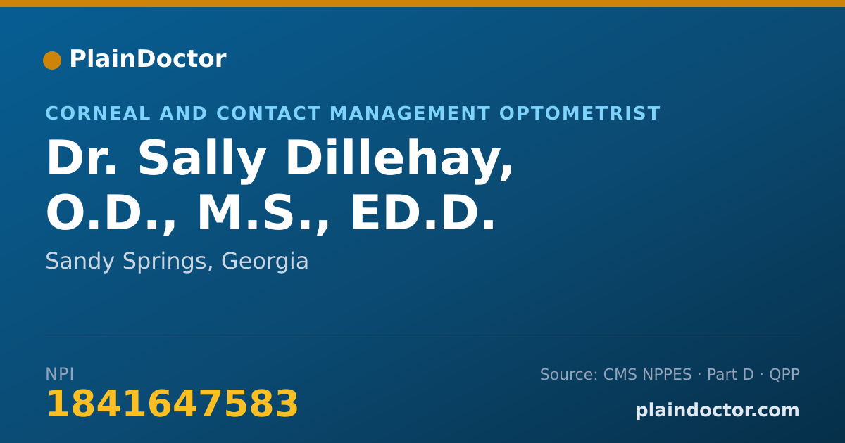 Shareable card for Sally Dillehay, O.D., M.S., ED.D. - Corneal and Contact Management Optometrist, Sandy Springs, GA