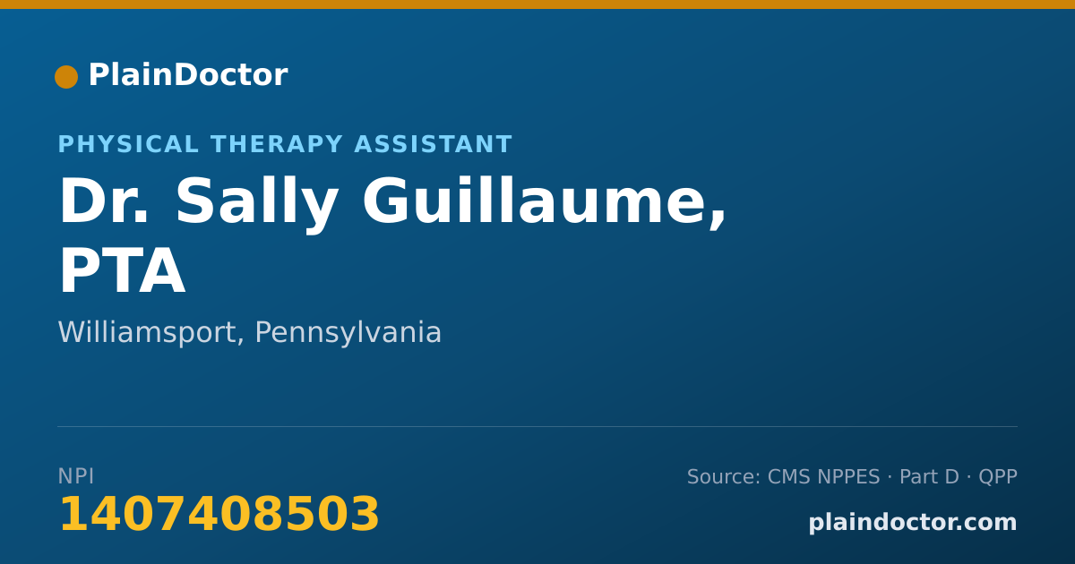 Shareable card for Sally Guillaume, PTA - Physical Therapy Assistant, Williamsport, PA