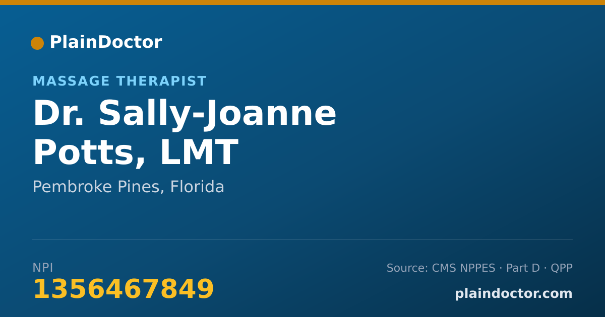 Shareable card for Sally-Joanne Potts, LMT - Massage Therapist, Pembroke Pines, FL