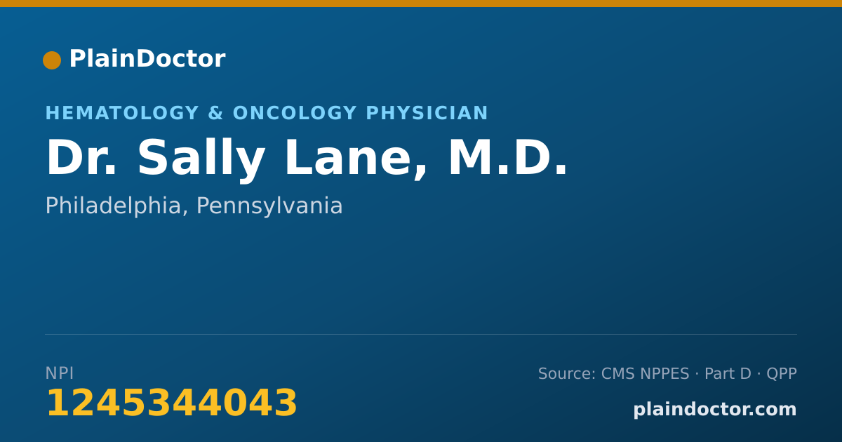 Shareable card for Sally Lane, M.D. - Hematology & Oncology Physician, Philadelphia, PA