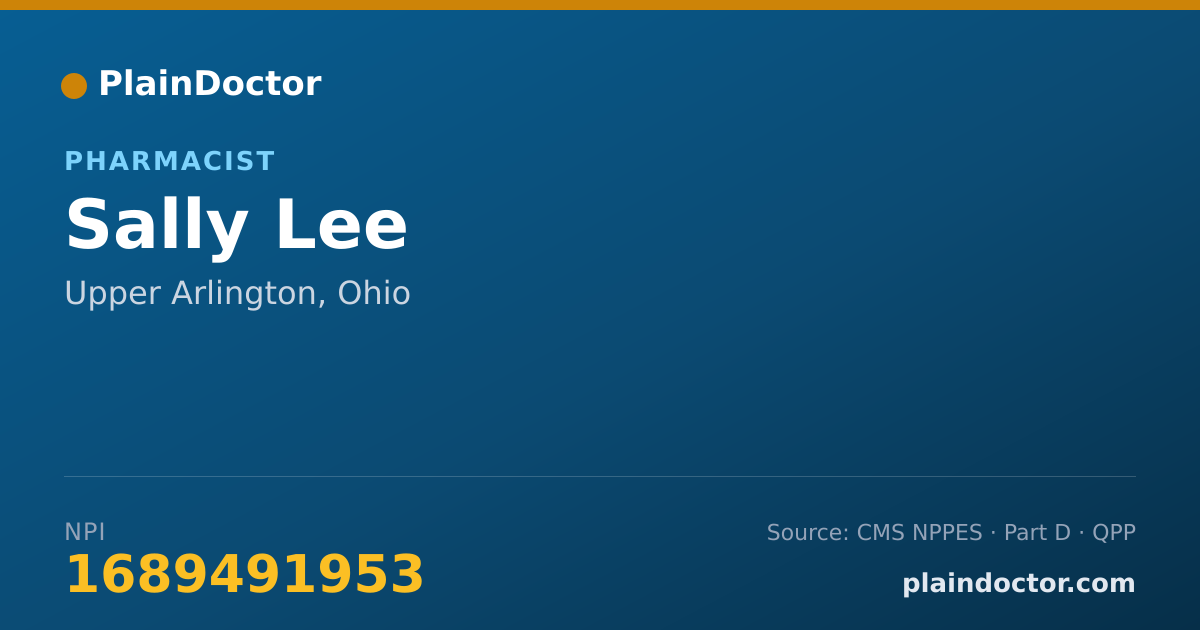 Shareable card for Sally Lee - Pharmacist, Upper Arlington, OH