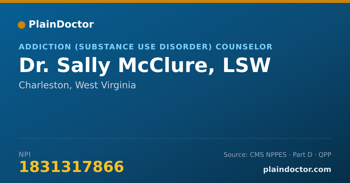 Shareable card for Sally McClure, LSW - Addiction (Substance Use Disorder) Counselor, Charleston, WV