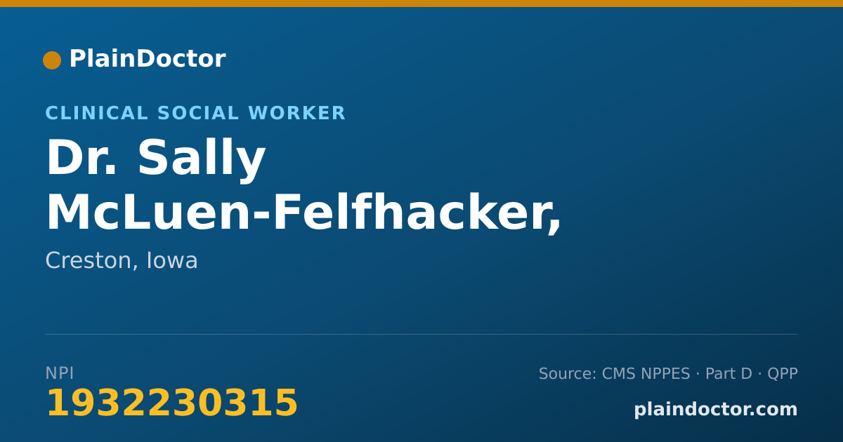 Shareable card for Sally McLuen-Felfhacker, L.I.S.W. - Clinical Social Worker, Creston, IA