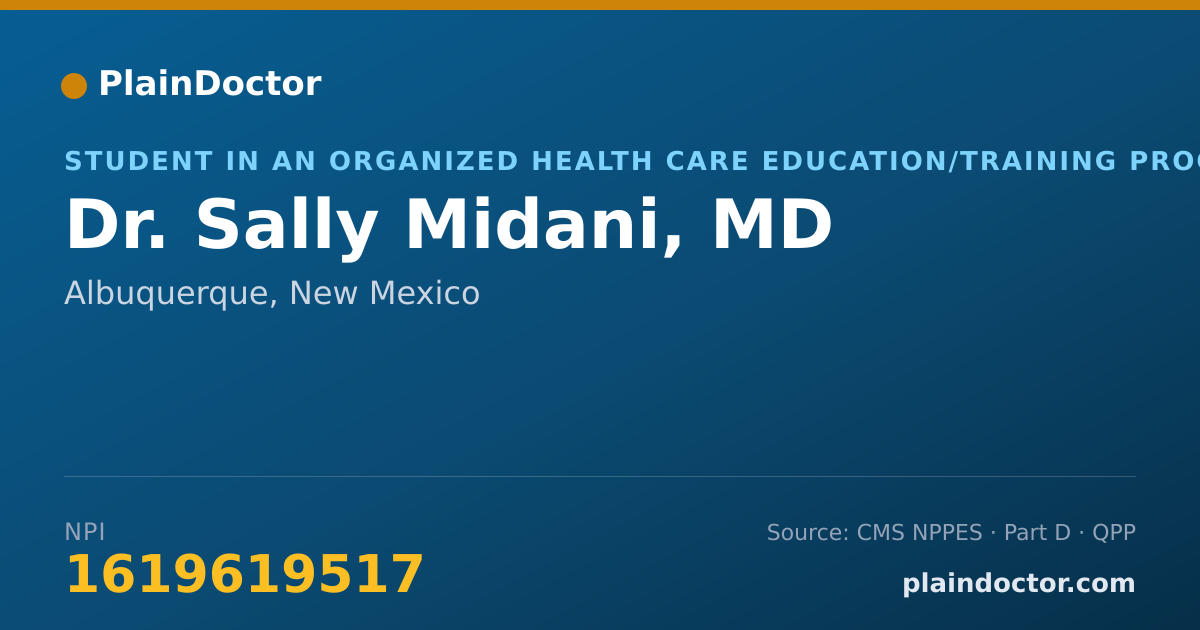 Shareable card for Sally Midani, MD - Student in an Organized Health Care Education/Training Program, Albuquerque, NM