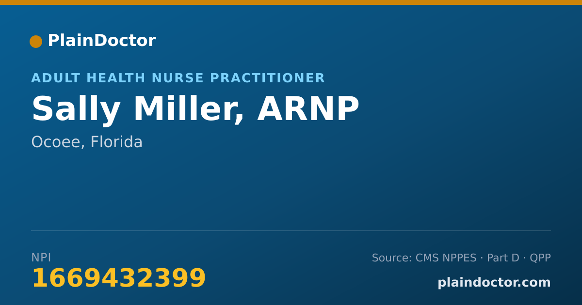 Shareable card for Sally Miller, ARNP - Adult Health Nurse Practitioner, Ocoee, FL