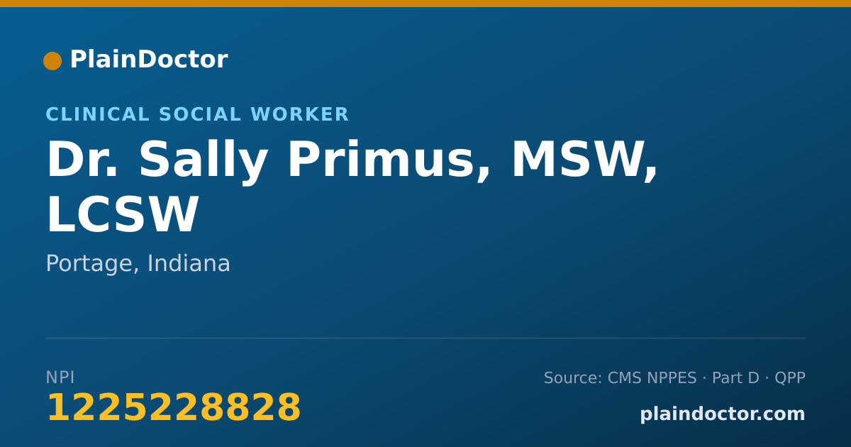 Shareable card for Sally Primus, MSW, LCSW - Clinical Social Worker, Portage, IN