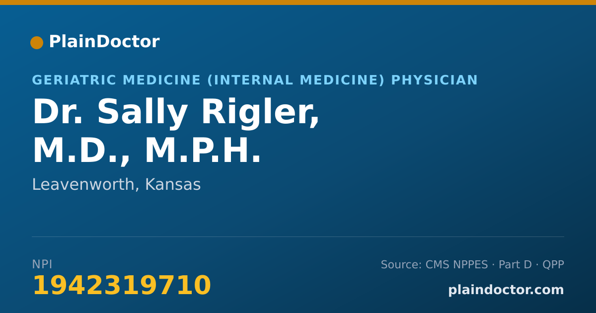 Shareable card for Sally Rigler, M.D., M.P.H. - Geriatric Medicine (Internal Medicine) Physician, Leavenworth, KS