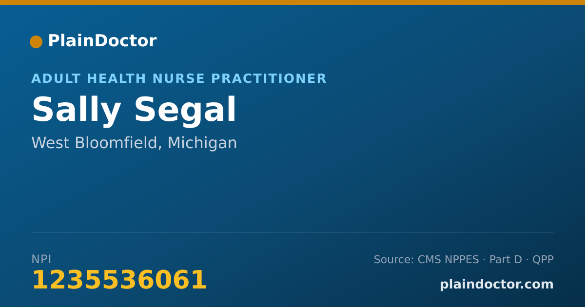 Shareable card for Sally Segal - Adult Health Nurse Practitioner, West Bloomfield, MI