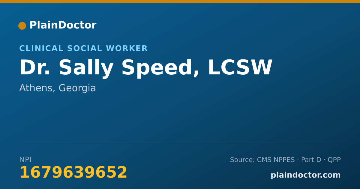 Shareable card for Sally Speed, LCSW - Clinical Social Worker, Athens, GA