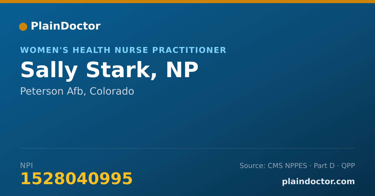 Shareable card for Sally Stark, NP - Women's Health Nurse Practitioner, Peterson Afb, CO