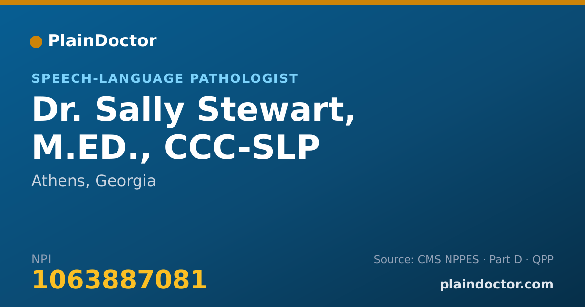 Shareable card for Sally Stewart, M.ED., CCC-SLP - Speech-Language Pathologist, Athens, GA