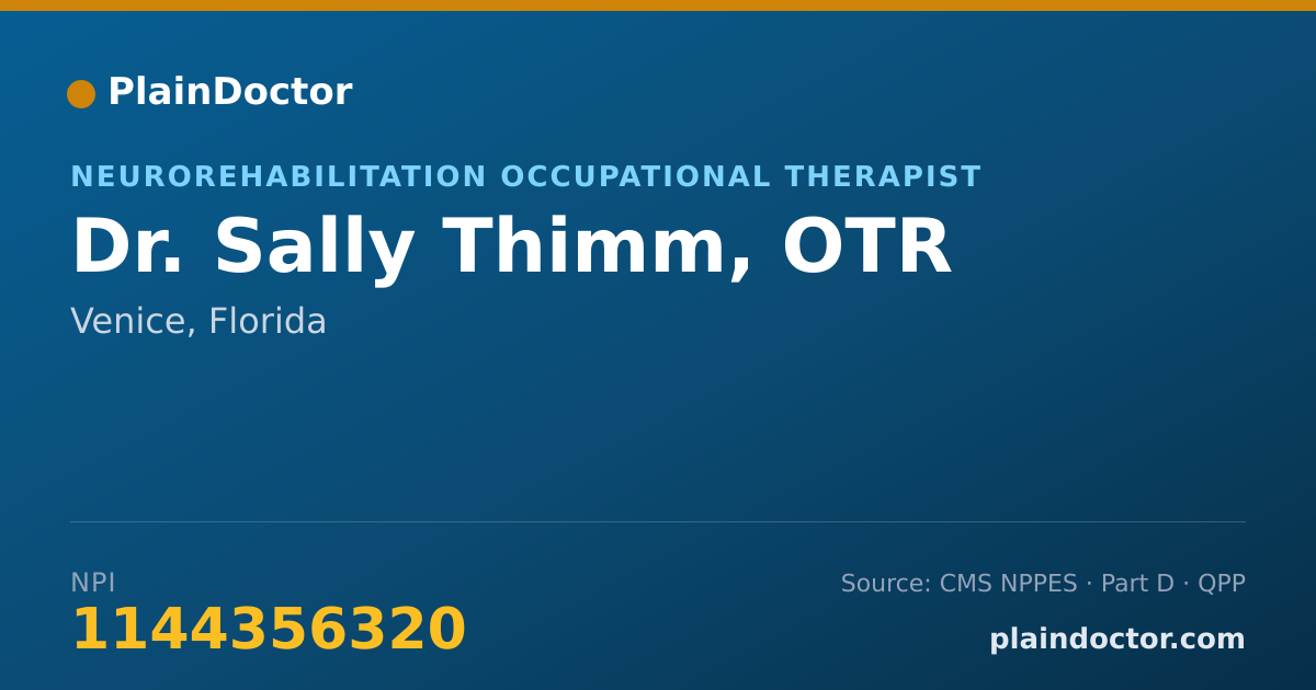 Shareable card for Sally Thimm, OTR - Neurorehabilitation Occupational Therapist, Venice, FL
