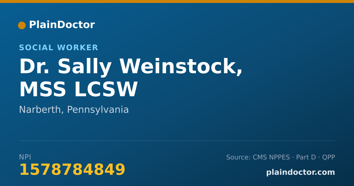 Shareable card for Sally Weinstock, MSS LCSW - Social Worker, Narberth, PA