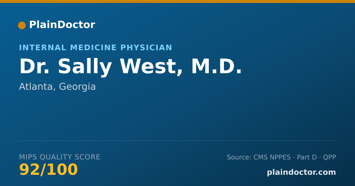 Shareable card for Sally West, M.D. - Internal Medicine Physician, Atlanta, GA