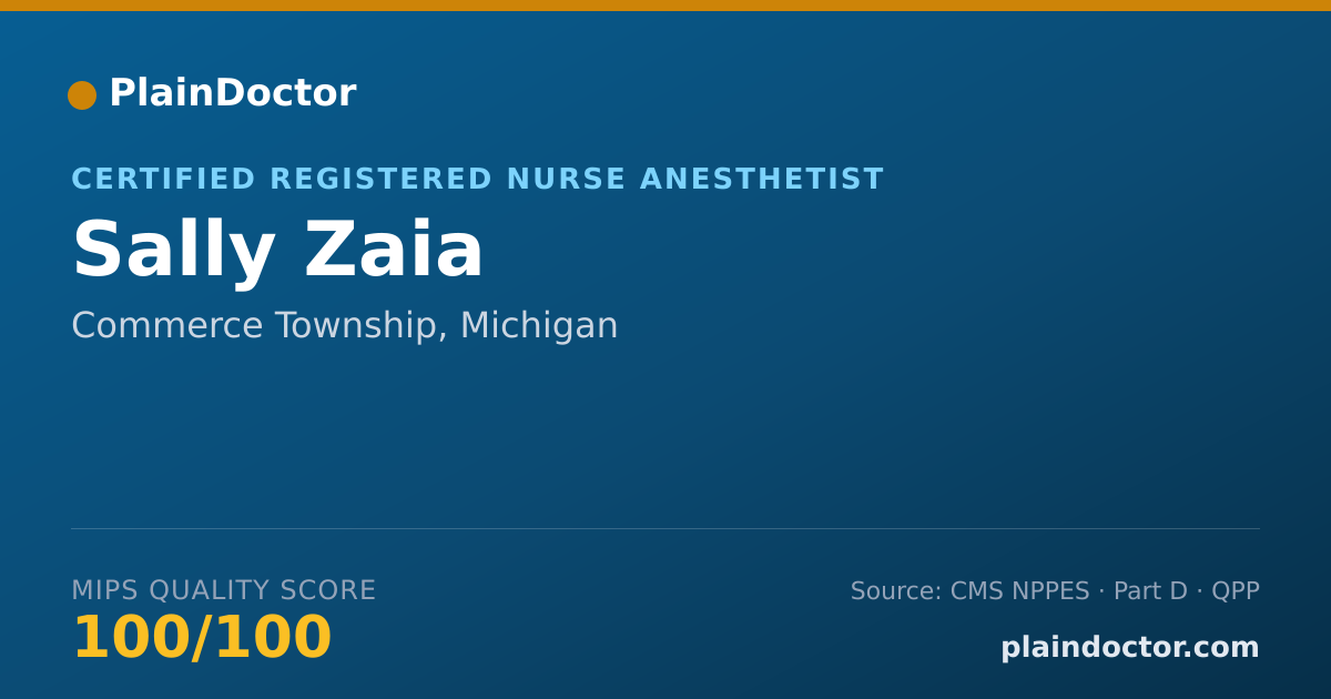 Shareable card for Sally Zaia - Certified Registered Nurse Anesthetist, Commerce Township, MI
