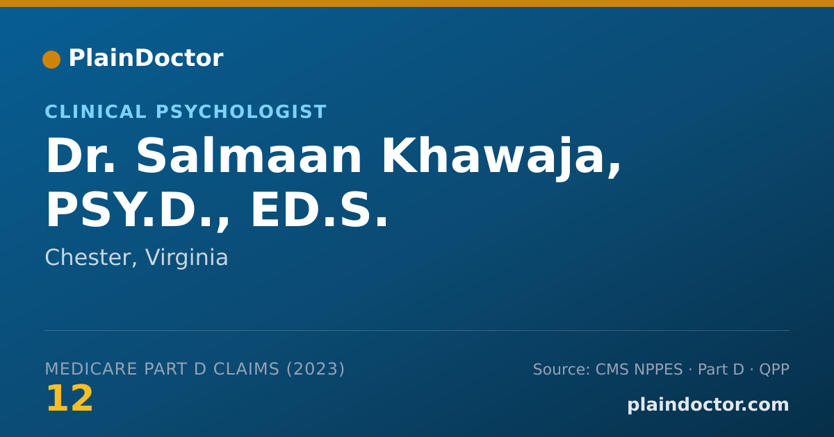 Shareable card for Salmaan Khawaja, PSY.D., ED.S. - Clinical Psychologist, Chester, VA