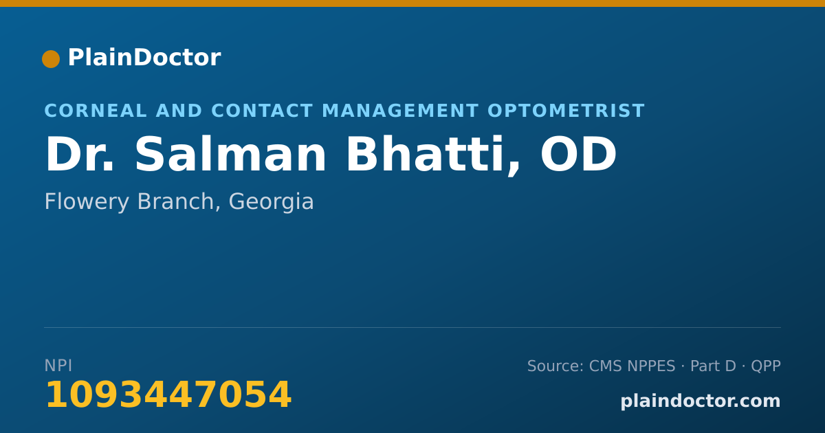Shareable card for Salman Bhatti, OD - Corneal and Contact Management Optometrist, Flowery Branch, GA