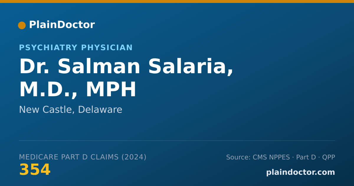 Shareable card for Salman Salaria, M.D., MPH - Psychiatry Physician, New Castle, DE