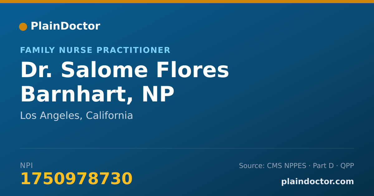 Shareable card for Salome Flores Barnhart, NP - Family Nurse Practitioner, Los Angeles, CA