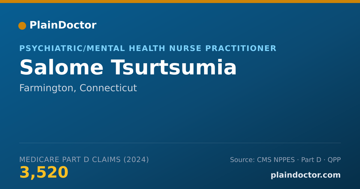 Shareable card for Salome Tsurtsumia - Psychiatric/Mental Health Nurse Practitioner, Farmington, CT