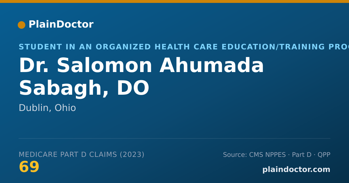 Shareable card for Salomon Ahumada Sabagh, DO - Student in an Organized Health Care Education/Training Program, Dublin, OH