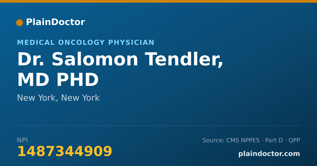 Shareable card for Salomon Tendler, MD PHD - Medical Oncology Physician, New York, NY