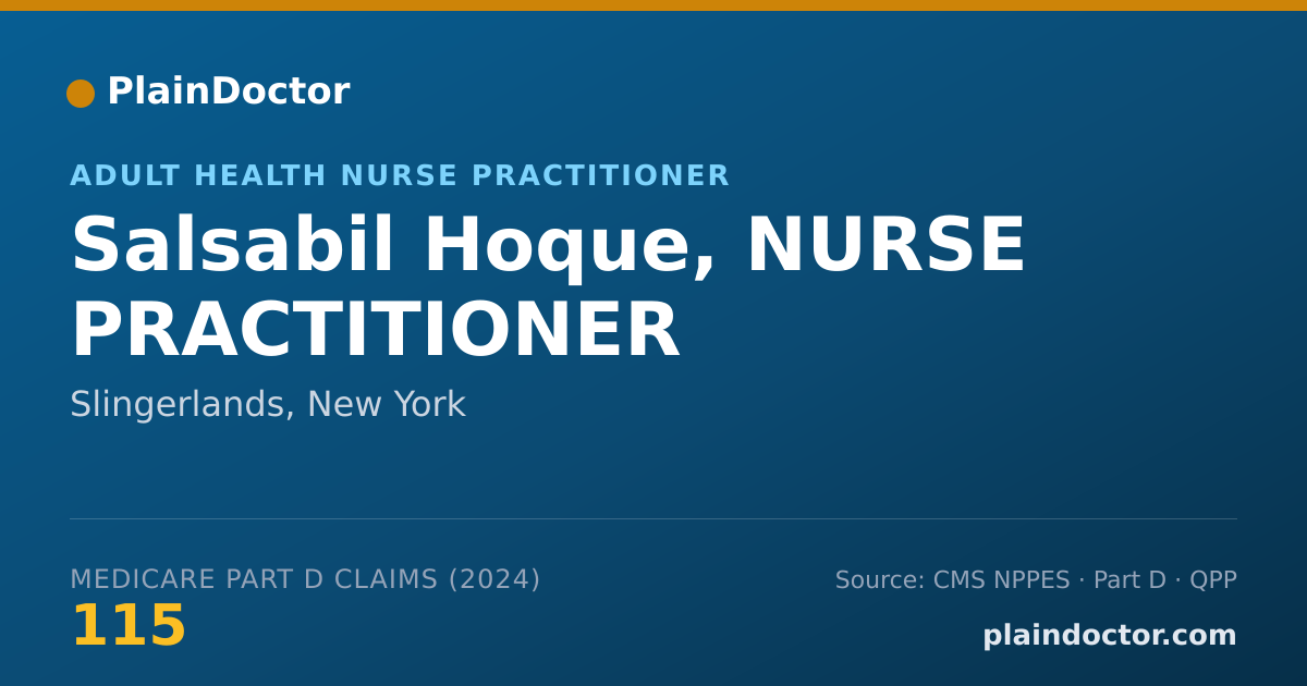 Shareable card for Salsabil Hoque, NURSE PRACTITIONER - Adult Health Nurse Practitioner, Slingerlands, NY