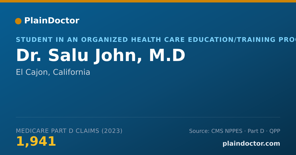 Shareable card for Salu John, M.D - Student in an Organized Health Care Education/Training Program, El Cajon, CA