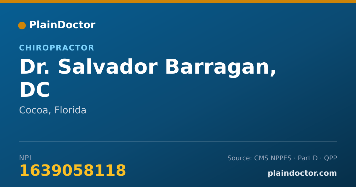 Shareable card for Salvador Barragan, DC - Chiropractor, Cocoa, FL