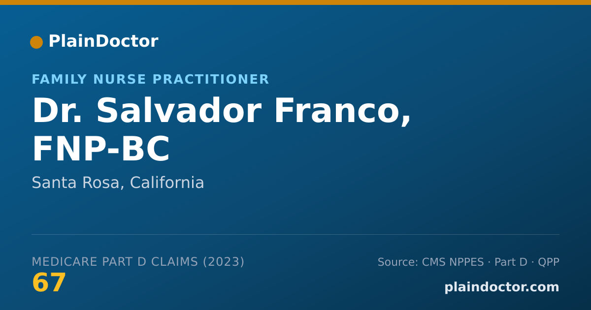 Shareable card for Salvador Franco, FNP-BC - Family Nurse Practitioner, Santa Rosa, CA
