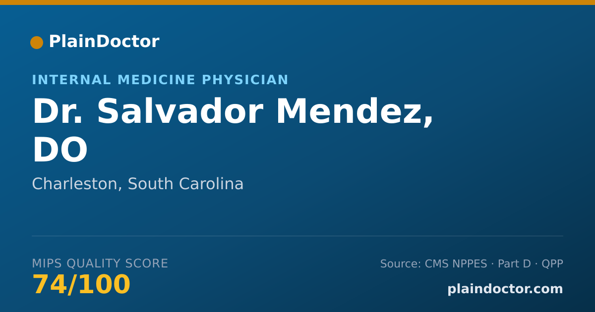Shareable card for Salvador Mendez, DO - Internal Medicine Physician, Charleston, SC