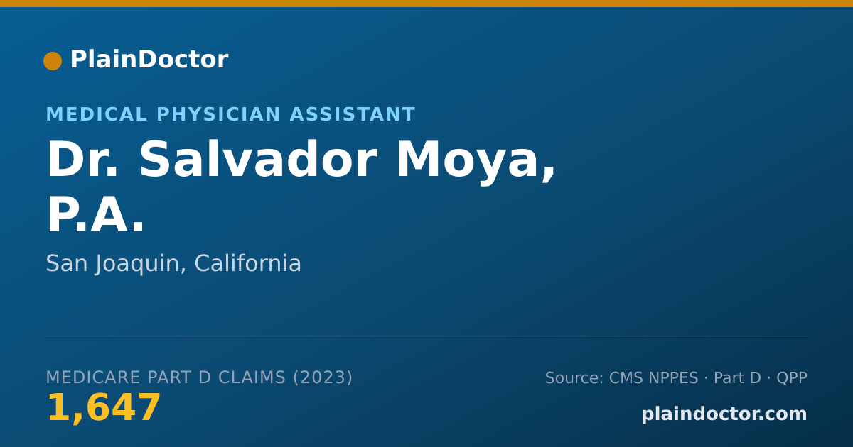 Shareable card for Salvador Moya, P.A. - Medical Physician Assistant, San Joaquin, CA