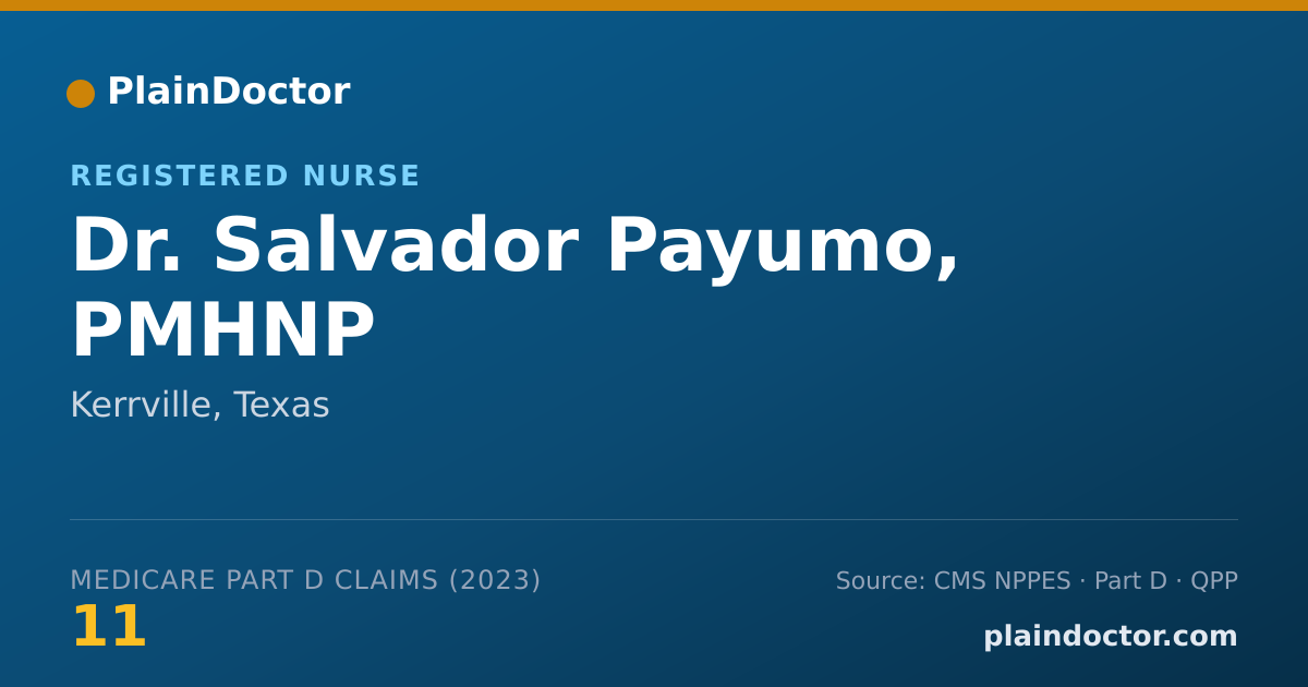Shareable card for Salvador Payumo, PMHNP - Registered Nurse, Kerrville, TX