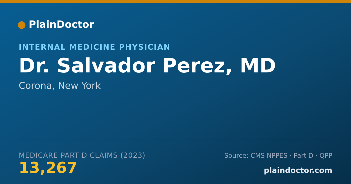 Shareable card for Salvador Perez, MD - Internal Medicine Physician, Corona, NY