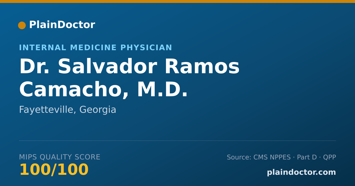 Shareable card for Salvador Ramos Camacho, M.D. - Internal Medicine Physician, Fayetteville, GA