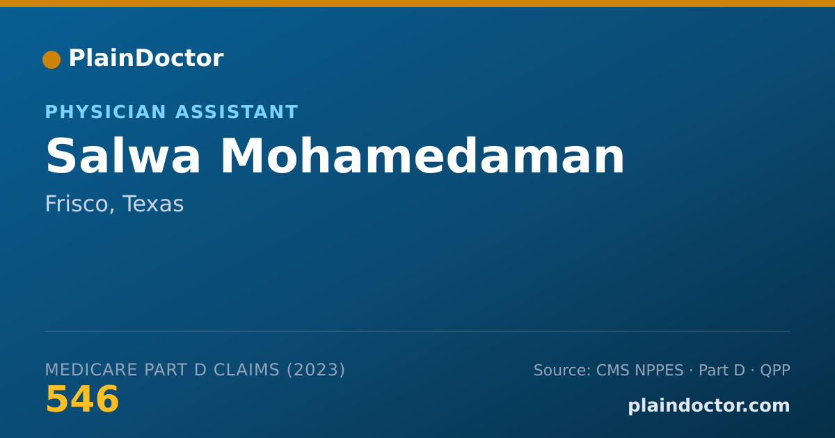Shareable card for Salwa Mohamedaman - Physician Assistant, Frisco, TX
