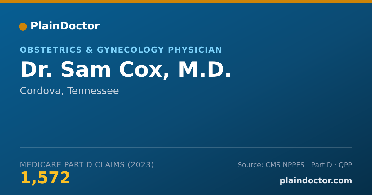 Shareable card for Sam Cox, M.D. - Obstetrics & Gynecology Physician, Cordova, TN