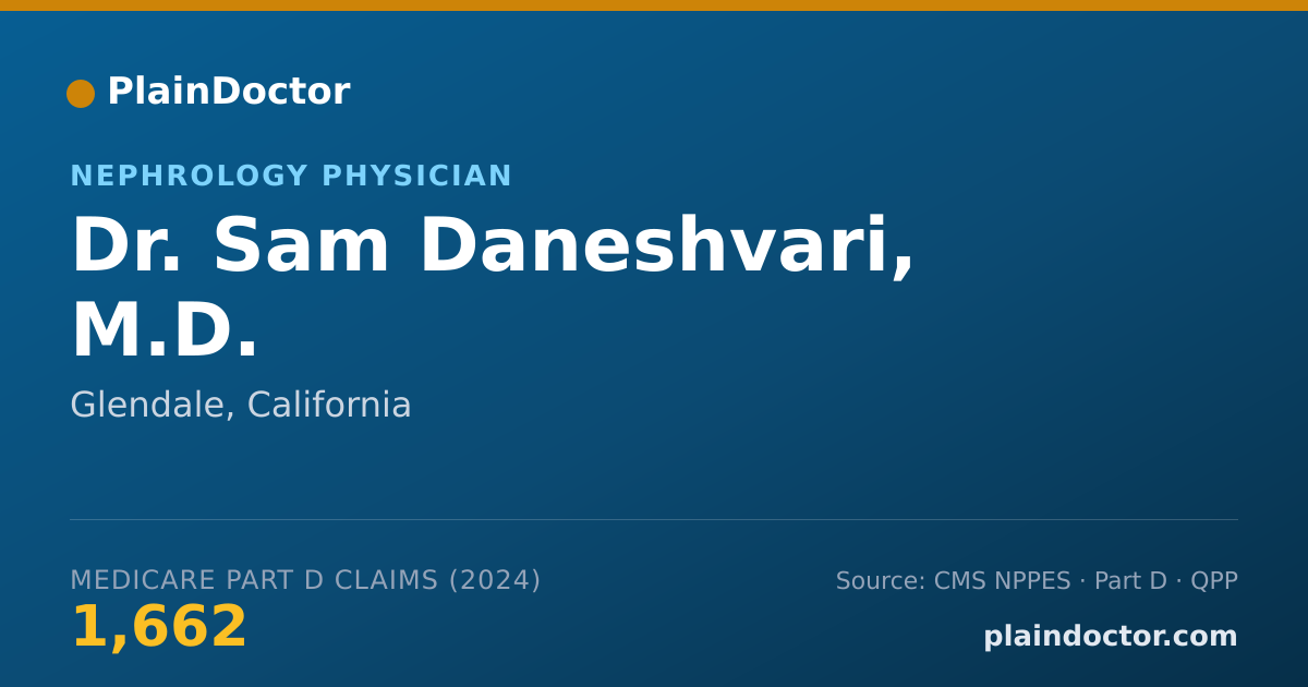 Shareable card for Sam Daneshvari, M.D. - Nephrology Physician, Glendale, CA