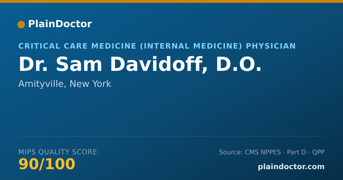 Shareable card for Sam Davidoff, D.O. - Critical Care Medicine (Internal Medicine) Physician, Amityville, NY