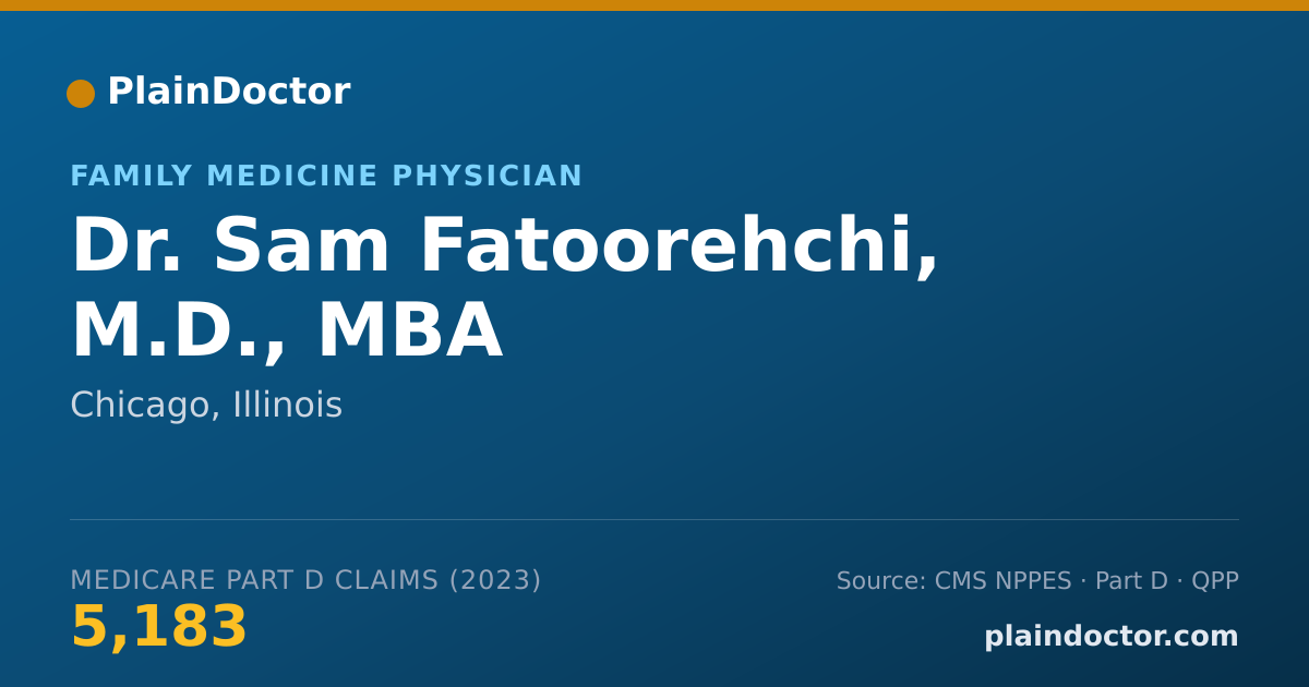 Shareable card for Sam Fatoorehchi, M.D., MBA - Family Medicine Physician, Chicago, IL