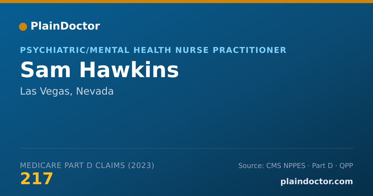 Shareable card for Sam Hawkins - Psychiatric/Mental Health Nurse Practitioner, Las Vegas, NV