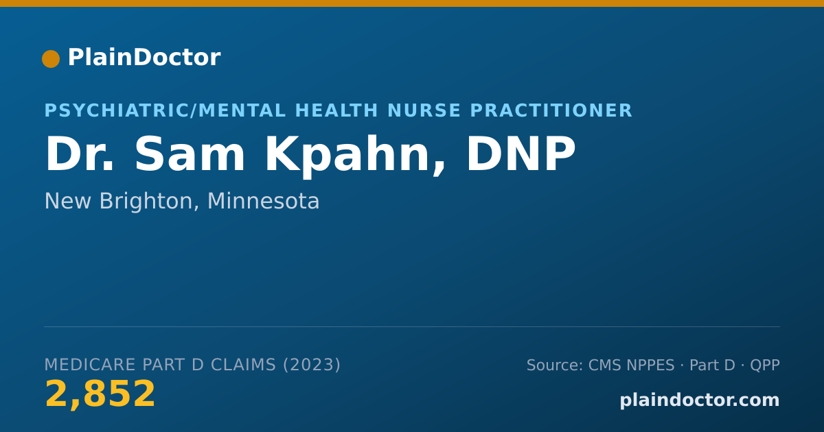 Shareable card for Sam Kpahn, DNP - Psychiatric/Mental Health Nurse Practitioner, New Brighton, MN