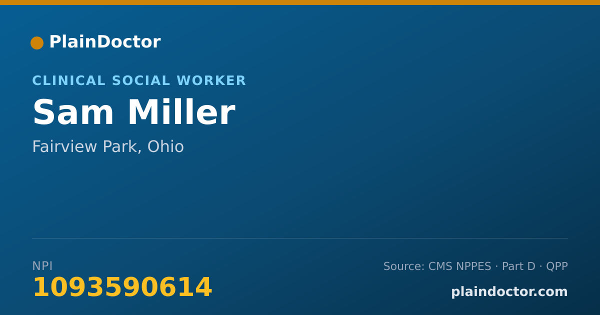 Shareable card for Sam Miller - Clinical Social Worker, Fairview Park, OH