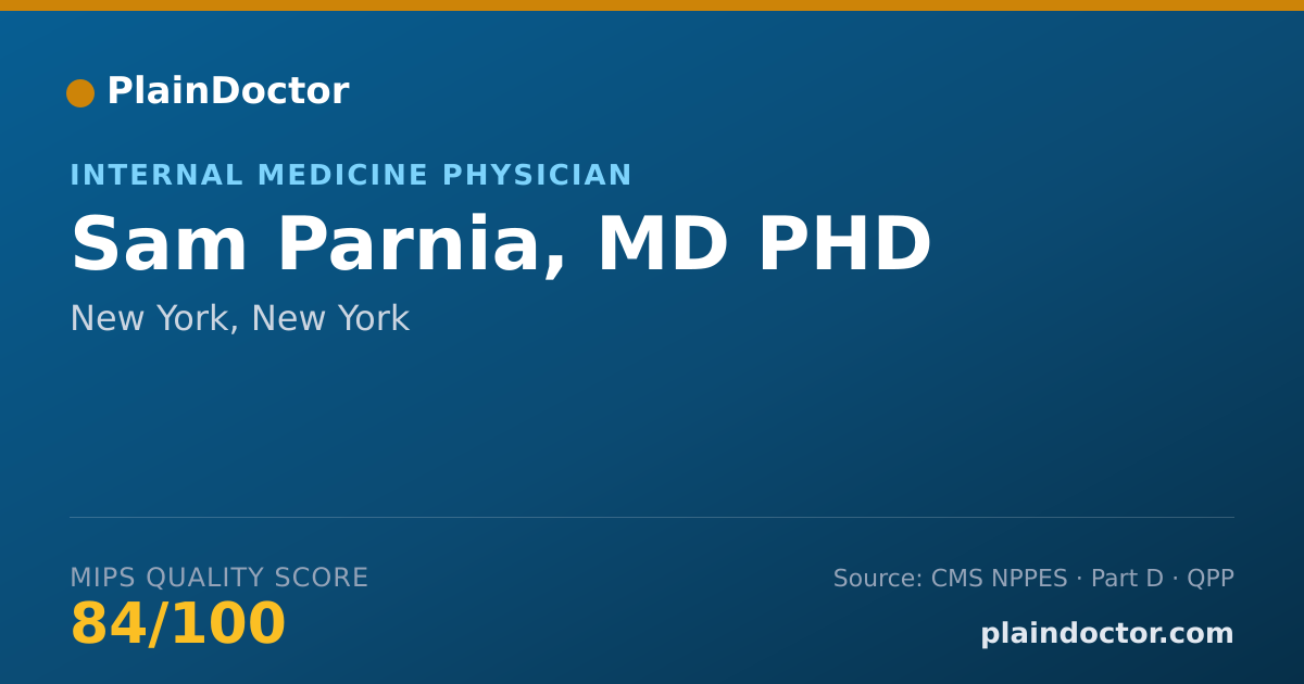 Shareable card for Sam Parnia, MD PHD - Internal Medicine Physician, New York, NY