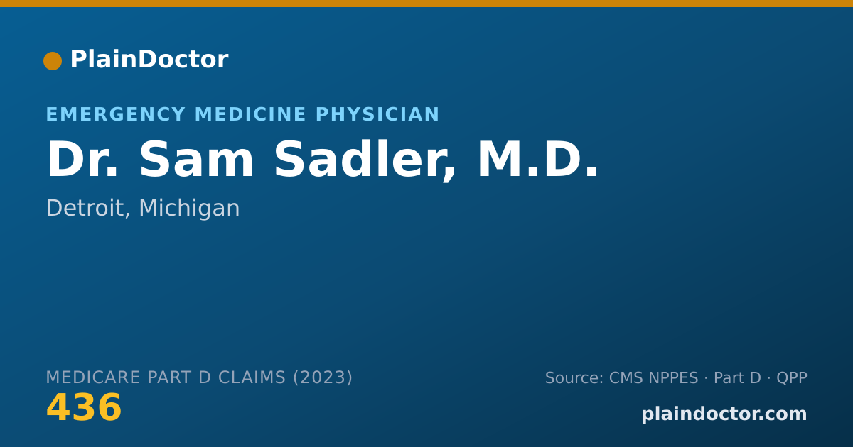 Shareable card for Sam Sadler, M.D. - Emergency Medicine Physician, Detroit, MI