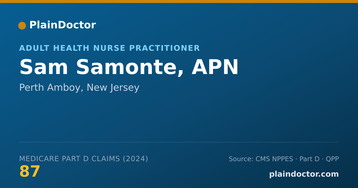 Shareable card for Sam Samonte, APN - Adult Health Nurse Practitioner, Perth Amboy, NJ